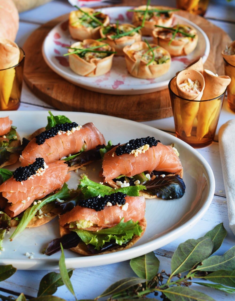 3 canapés fáciles para Navidad. Aperitivos con obleas