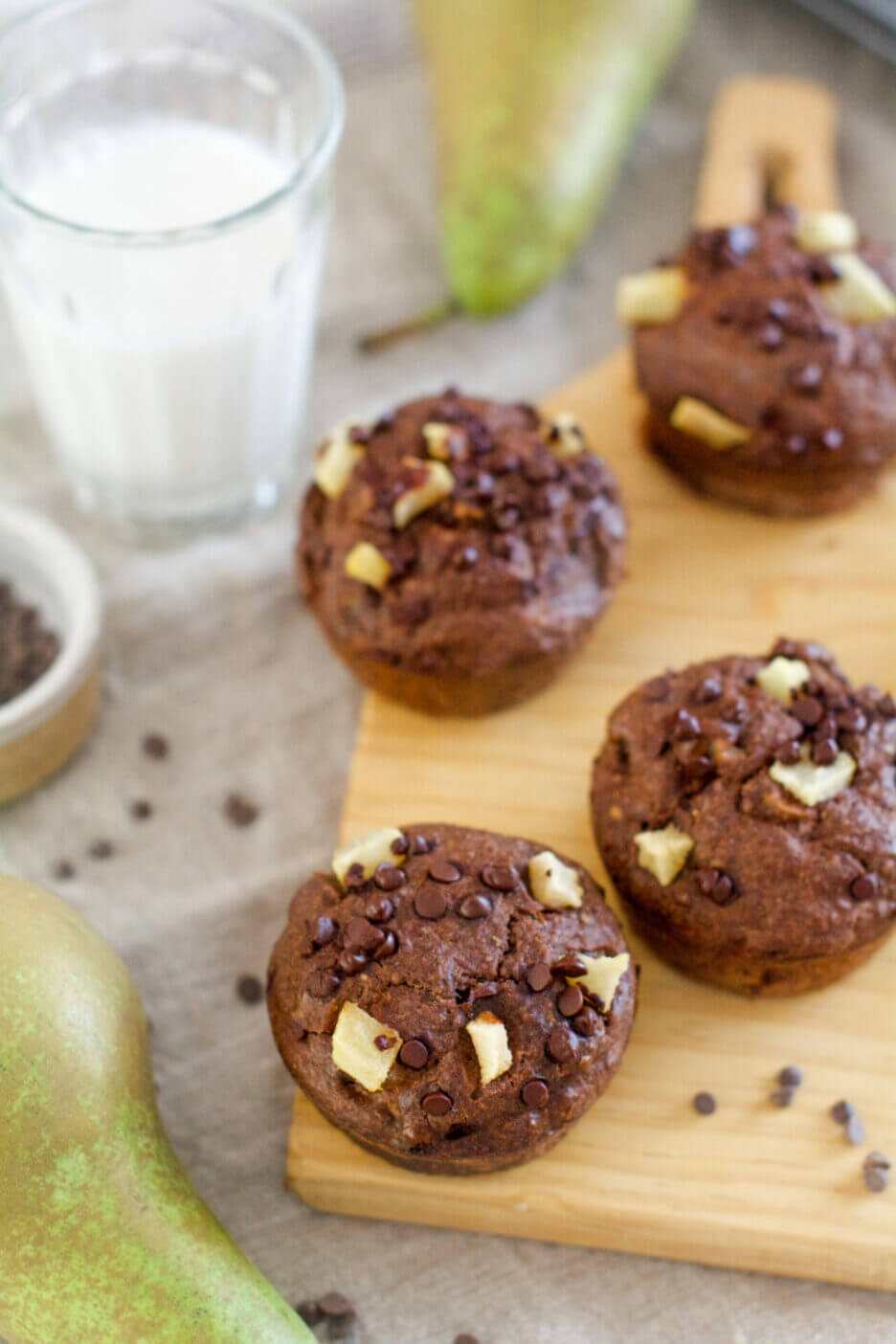 muffins de chocolate y pera
